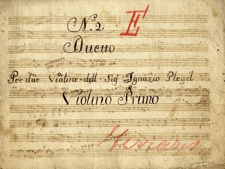  Pleyel Ignaz : Duetto concertato / per due violini.  - Asta Libri, Grafica - Libreria Antiquaria Gonnelli - Casa d'Aste - Gonnelli Casa d'Aste