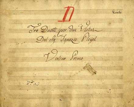  Pleyel Ignaz : Duetto concertato / per due violini.  - Asta Libri, Grafica - Libreria Antiquaria Gonnelli - Casa d'Aste - Gonnelli Casa d'Aste