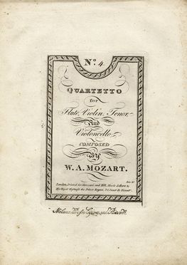  Mozart Wolfgang Amadeus : Quartetto for Flute, Violin, Tenor and Violoncello.  - Asta Libri, Grafica - Libreria Antiquaria Gonnelli - Casa d'Aste - Gonnelli Casa d'Aste