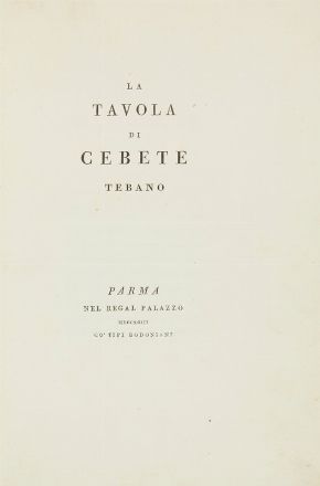 La Tavola di Cebete Tebano.  - Asta Libri, Grafica - Libreria Antiquaria Gonnelli - Casa d'Aste - Gonnelli Casa d'Aste