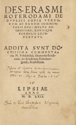  Erasmus Roterodamus : De duplici copia verborum ac rerum commentarii duo... Legatura, Collezionismo e Bibiografia  - Auction Books, Prints and Drawings - Libreria Antiquaria Gonnelli - Casa d'Aste - Gonnelli Casa d'Aste