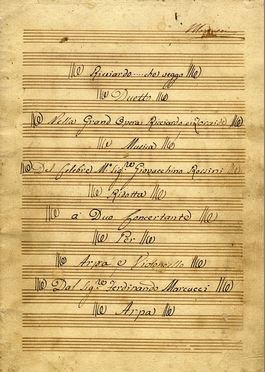  Rossini Gioachino : Ricciardo? che veggo / Duetto / nell'opera Ricciardo e Zoraide [?] / Ridotta / a Duo Concertante / Per / Arpa e Violoncello / dal Sig. r Ferdinando Marcucci.  - Asta Libri, Grafica - Libreria Antiquaria Gonnelli - Casa d'Aste - Gonnelli Casa d'Aste