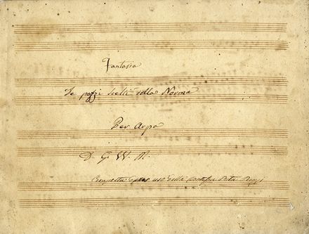 Rossini Gioachino : Ricciardo? che veggo / Duetto / nell'opera Ricciardo e Zoraide [?] / Ridotta / a Duo Concertante / Per / Arpa e Violoncello / dal Sig. r Ferdinando Marcucci.  - Asta Libri, Grafica - Libreria Antiquaria Gonnelli - Casa d'Aste - Gonnelli Casa d'Aste