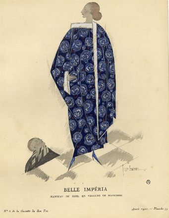  Georges Lepape  (Parigi, 1887 - Bonneval, 1971) : 3 tavole dalla 'Gazette du Bon Ton': Pour les beaux jours (pl. 34, avril 1914), Belle Impèria (pl. 59, 1921), Le jouet favori (pl. 52, 1924).  - Asta Libri, Grafica - Libreria Antiquaria Gonnelli - Casa d'Aste - Gonnelli Casa d'Aste