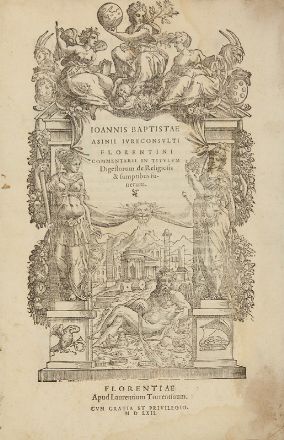  Asini (o Asinio) Giovanni Battista : Commentarii in titulum digestorum de religionis et sumptibus funerum...  Benincasa Benincasa  - Asta Libri, Grafica - Libreria Antiquaria Gonnelli - Casa d'Aste - Gonnelli Casa d'Aste