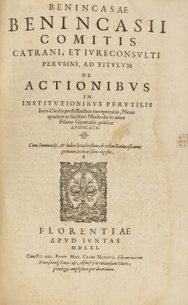  Asini (o Asinio) Giovanni Battista : Commentarii in titulum digestorum de religionis et sumptibus funerum... Diritto, Storia, Diritto e Politica  Benincasa Benincasa  - Auction Books, Prints and Drawings - Libreria Antiquaria Gonnelli - Casa d'Aste - Gonnelli Casa d'Aste