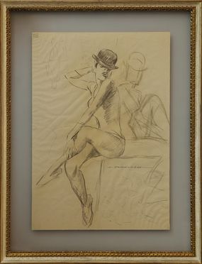  Marcello Dudovich  (Trieste, 1878 - Milano, 1962) : Due disegni:  Soubrette seduta. Tre personaggi.  - Asta Design, Grafica - Libreria Antiquaria Gonnelli - Casa d'Aste - Gonnelli Casa d'Aste