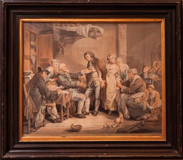 Jean-Baptiste Greuze  (Tournus, 1725 - Parigi, 1805) : Accordo di matrimonio al villaggio.  - Asta Grafica, Dipinti ed Oggetti d'Arte dal XV al XX secolo - Libreria Antiquaria Gonnelli - Casa d'Aste - Gonnelli Casa d'Aste