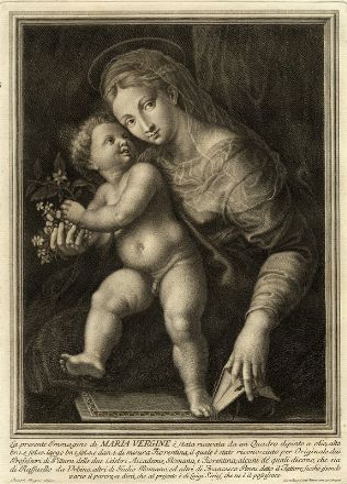  Carlo Faucci  (Firenze, 1729) : Madonna col Bambino.  - Asta Grafica, Dipinti ed Oggetti d'Arte dal XV al XX secolo - Libreria Antiquaria Gonnelli - Casa d'Aste - Gonnelli Casa d'Aste