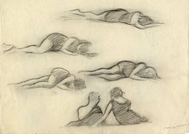  Francesco Nonni  (Faenza, 1885 - 1975) : Bagnanti.  - Asta Grafica, Dipinti ed Oggetti d'Arte dal XV al XX secolo - Libreria Antiquaria Gonnelli - Casa d'Aste - Gonnelli Casa d'Aste