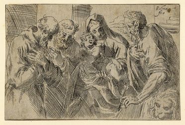  Jacopo Negretti (detto Palma il Giovane)  (Venezia, 1548 - 1628) : Sacra Famiglia con i santi Gerolamo e Francesco.  - Auction Paintings, Prints, Drawings and Fine Art - Libreria Antiquaria Gonnelli - Casa d'Aste - Gonnelli Casa d'Aste