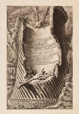  Giovanni Battista Piranesi  (Mogliano Veneto, 1720 - Roma, 1778) : Lotto di 14 tavole da Le antichit� romane. Tomo secondo contenente gli avanzi de' monumenti sepolcrali di Roma e dell'agro romano.  - Auction Paintings, Prints, Drawings and Fine Art - Libreria Antiquaria Gonnelli - Casa d'Aste - Gonnelli Casa d'Aste