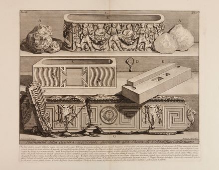  Giovanni Battista Piranesi  (Mogliano Veneto, 1720 - Roma, 1778) : Lotto di 14 tavole da Le antichit� romane. Tomo secondo contenente gli avanzi de' monumenti sepolcrali di Roma e dell'agro romano.  - Auction Paintings, Prints, Drawings and Fine Art - Libreria Antiquaria Gonnelli - Casa d'Aste - Gonnelli Casa d'Aste