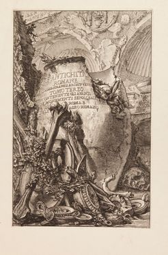  Giovanni Battista Piranesi  (Mogliano Veneto, 1720 - Roma, 1778) : Lotto di 5 tavole da Le antichit� romane. Tomo terzo contenente gli avanzi de' monumenti sepolcrali di Roma e dell'agro romano.  - Auction Paintings, Prints, Drawings and Fine Art - Libreria Antiquaria Gonnelli - Casa d'Aste - Gonnelli Casa d'Aste