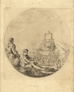  Stefano Della Bella  (Firenze, 1610 - 1664) : Marinaio bianco seduto e marinaio nero in piedi.  - Asta Grafica, Dipinti ed Oggetti d'Arte dal XV al XX secolo - Libreria Antiquaria Gonnelli - Casa d'Aste - Gonnelli Casa d'Aste