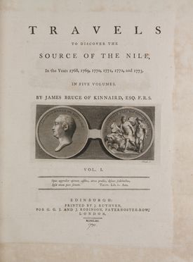  Bruce of Kinnaird James : Travels to discover the source of the Nile, in the years 1768, 1769, 1770, 1771, 1772, and 1773 [...]. Vol. I (-V).  - Asta Libri, manoscritti e autografi - Libreria Antiquaria Gonnelli - Casa d'Aste - Gonnelli Casa d'Aste