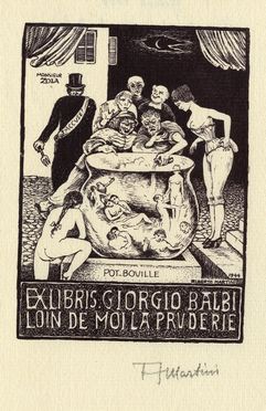  Alberto Martini  (Oderzo, 1876 - Milano, 1954) : Lotto di 6 ex-libris.  - Asta Grafica, Dipinti ed Oggetti d'Arte dal XV al XX secolo - Libreria Antiquaria Gonnelli - Casa d'Aste - Gonnelli Casa d'Aste