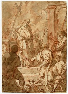  Antonio Balestra  (Verona, 1666 - 1740) : Miracolo della Croce (recto). Studio di busto virile di spalle (verso).  - Asta Grafica, Dipinti ed Oggetti d'Arte dal XV al XX secolo - Libreria Antiquaria Gonnelli - Casa d'Aste - Gonnelli Casa d'Aste