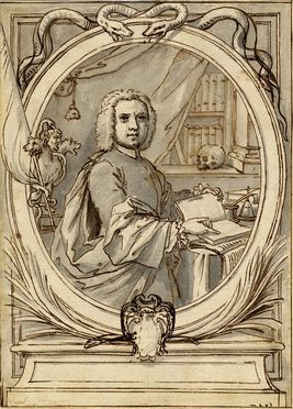  Ubaldo Gandolfi  (San Matteo della Decima, 1728 - Ravenna, 1781) : Ritratto virile in medaglione (Stefano Orlandi?) (recto). Schizzi di figure (al verso).  - Asta Grafica, Dipinti ed Oggetti d'Arte dal XV al XX secolo - Libreria Antiquaria Gonnelli - Casa d'Aste - Gonnelli Casa d'Aste