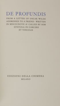  Wilde Oscar : De Profundis...  - Asta Libri, manoscritti e autografi - Libreria Antiquaria Gonnelli - Casa d'Aste - Gonnelli Casa d'Aste