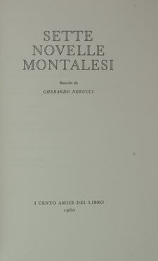 Sette novelle montalesi raccolte da Gherardo Nerucci.  Dario Cecchi  (Firenze, 1918 - Roma, 1992)  - Asta Libri, manoscritti e autografi - Libreria Antiquaria Gonnelli - Casa d'Aste - Gonnelli Casa d'Aste