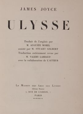  Joyce James : Ulysse. Traduit de l'anglais par Auguste Morel... Letteratura straniera, Letteratura  - Auction BOOKS, MANUSCRIPTS AND AUTOGRAPHS - Libreria Antiquaria Gonnelli - Casa d'Aste - Gonnelli Casa d'Aste