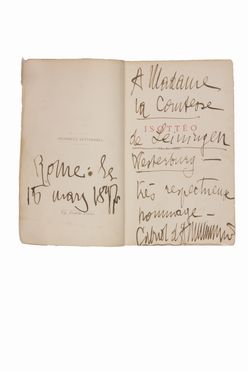  D'Annunzio Gabriele : L'Isott�o; La Chimera (1885-1888). Autografato, Letteratura italiana, Collezionismo e Bibiografia, Letteratura  - Auction BOOKS, MANUSCRIPTS AND AUTOGRAPHS - Libreria Antiquaria Gonnelli - Casa d'Aste - Gonnelli Casa d'Aste
