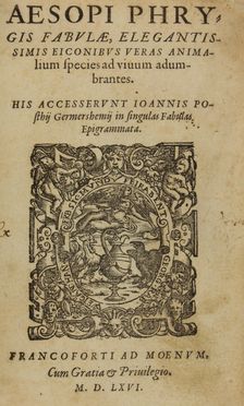  Aesopus : Fabulae, elegantissimis eiconibusveras animalium species ad vivum adumbrantes... Classici, Figurato, Letteratura, Collezionismo e Bibiografia  Virgil Solis  (Norimberga,, 1514 - 1562)  - Auction BOOKS, MANUSCRIPTS AND AUTOGRAPHS - Libreria Antiquaria Gonnelli - Casa d'Aste - Gonnelli Casa d'Aste