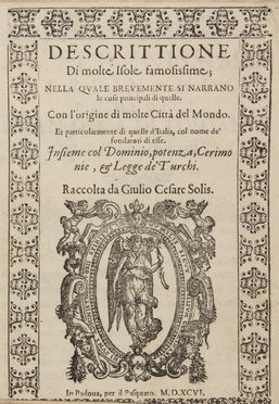  De Solis Giulio Cesare : Descrittione di molte isole famosissime [?]. Con l'origine di molte citt� del mondo.  - Asta Libri, manoscritti e autografi - Libreria Antiquaria Gonnelli - Casa d'Aste - Gonnelli Casa d'Aste