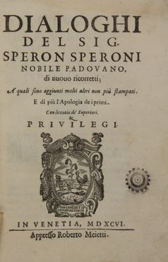  Speroni Sperone : Orationi.  - Asta Libri, manoscritti e autografi - Libreria Antiquaria Gonnelli - Casa d'Aste - Gonnelli Casa d'Aste