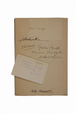  Montale Eugenio : La casa dei doganieri e altri versi.  Libero Andreotti  (Pescia, 1875 - Firenze, 1933), Alberto Magnelli  (Firenze, 1888 - Meudon, 1971), Guido Peyron  (Firenze, 1898 - 1960), Gianni Vagnetti  (Firenze, 1897 - 1956), Francesco Chiappelli  (Pistoia, 1890 - Firenze, 1947), Arturo Loria  - Asta Libri, manoscritti e autografi - Libreria Antiquaria Gonnelli - Casa d'Aste - Gonnelli Casa d'Aste