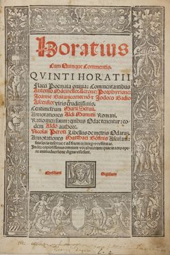  Horatius Flaccus Quintus : Opera. Letteratura classica, Letteratura  Antonio Mancinelli, Helenius Acron, Pomponius Porphyrio, Giovanni Britannico, Jodocus Badius Ascensius  (Josse Badius Van Asche, Gand, 1462 - Parigi, 1535)  - Auction BOOKS, MANUSCRIPTS AND AUTOGRAPHS - Libreria Antiquaria Gonnelli - Casa d'Aste - Gonnelli Casa d'Aste
