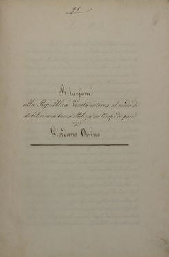  Orsini Giordano : Relazione alla Repubblica Veneta intorno al modo di stabilire una buona milizia in tempo di pace. Storia locale, Militaria, Storia, Diritto e Politica, Storia, Diritto e Politica  - Auction BOOKS, MANUSCRIPTS AND AUTOGRAPHS - Libreria Antiquaria Gonnelli - Casa d'Aste - Gonnelli Casa d'Aste