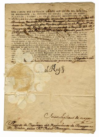  Carlo Borbone III - Re di Spagna, Maria Amalia di Sassonia - Regina delle Due Sicilie : 2 documenti, uno manoscritto e l'altro a stampa con indicazioni manoscritte, firmati con timbro 'Yo el Rey' e 'Io la Reijna'.  - Asta Libri, manoscritti e autografi - Libreria Antiquaria Gonnelli - Casa d'Aste - Gonnelli Casa d'Aste