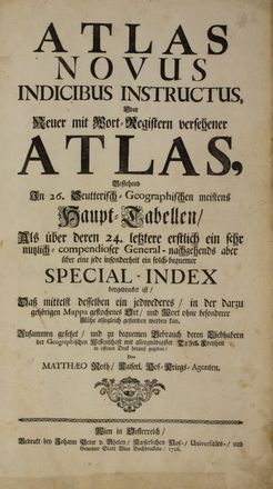  Seutter Georg Matth�us : Atlas novus indicibus instructus, oder Neuer mit Wort-Registern versehener Atlas...  - Asta Libri, manoscritti e autografi - Libreria Antiquaria Gonnelli - Casa d'Aste - Gonnelli Casa d'Aste