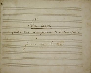  Mercadante Saverio : Salve Maria / a quattro voci con accompagnamento di Piano-Forte / di / Saverio Mercadante.  - Asta Libri, manoscritti e autografi - Libreria Antiquaria Gonnelli - Casa d'Aste - Gonnelli Casa d'Aste