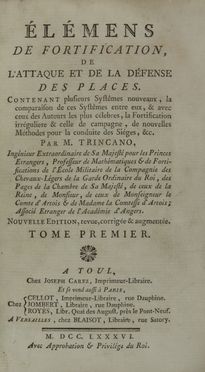  Trincano Didier Gregoire : �l�mens de fortification, et de l'attaque et de la d�fense des places [...] Tome premier (-second).  - Asta Libri, manoscritti e autografi - Libreria Antiquaria Gonnelli - Casa d'Aste - Gonnelli Casa d'Aste