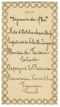 Men� - Inizio XX secolo  - Asta Libri, manoscritti e autografi - Libreria Antiquaria Gonnelli - Casa d'Aste - Gonnelli Casa d'Aste