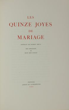 Les quinze joyes de mariage [...]. Bois originaux de Ren Ben Sussan.  Ren Ben Sussan  - Asta Libri, manoscritti e autografi - Libreria Antiquaria Gonnelli - Casa d'Aste - Gonnelli Casa d'Aste