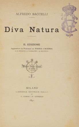  Baccelli Alfredo : Diva Natura. Seconda edizione. Legatura, Collezionismo e Bibiografia  - Auction BOOKS, MANUSCRIPTS AND AUTOGRAPHS - Libreria Antiquaria Gonnelli - Casa d'Aste - Gonnelli Casa d'Aste