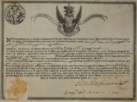 Monti della Città di Firenze. 4 documenti.  - Asta Libri, manoscritti e autografi - Libreria Antiquaria Gonnelli - Casa d'Aste - Gonnelli Casa d'Aste