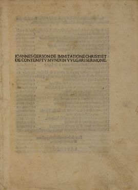  Thomas a Kempis : De imitatione Christi. Incunabolo, Religione, Collezionismo e Bibiografia  Jean Gerson  - Auction BOOKS, MANUSCRIPTS AND AUTOGRAPHS - Libreria Antiquaria Gonnelli - Casa d'Aste - Gonnelli Casa d'Aste