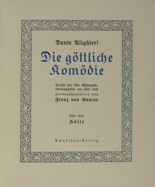  Alighieri Dante : Die gttliche Komdie - La Divina commedia a cura di Carlo Toth, fantasie a colori di Franz von Bayros.  Franz Von Bayros (detto Choisy Le Conin)  (Agram, 1866 - Vienna, 1924), Carlo Toth  - Asta Libri, manoscritti e autografi - Libreria Antiquaria Gonnelli - Casa d'Aste - Gonnelli Casa d'Aste