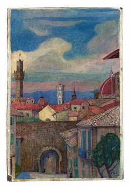  Raoul Dal Molin Ferenzona  (Firenze, 1879 - Milano, 1946) : Veduta di Firenze.  - Auction Prints and Drawings XVI-XX century, Paintings of the 19th-20th centuries - Libreria Antiquaria Gonnelli - Casa d'Aste - Gonnelli Casa d'Aste