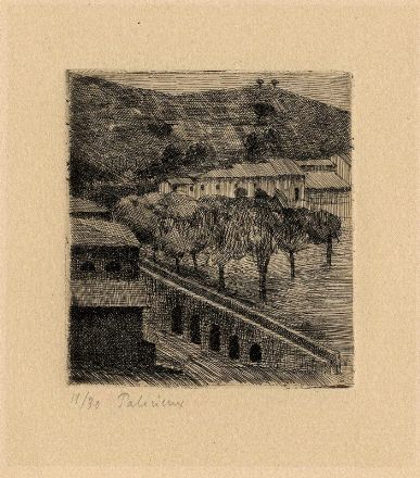  Gerard Palézieux (de)  (Vevey, 1919 - Veyras, 2012) : Maisons à Dolo (Venise).  - Auction Prints and Drawings XVI-XX century, Paintings of the 19th-20th centuries - Libreria Antiquaria Gonnelli - Casa d'Aste - Gonnelli Casa d'Aste