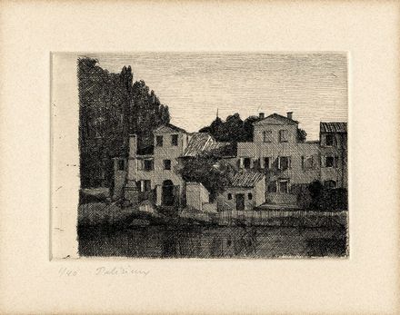  Gerard Palzieux (de)  (Vevey, 1919 - Veyras, 2012) : Maisons  Dolo (Venise).  - Asta Stampe e Disegni XVI-XX secolo, Dipinti dell'800 e del '900. - Libreria Antiquaria Gonnelli - Casa d'Aste - Gonnelli Casa d'Aste