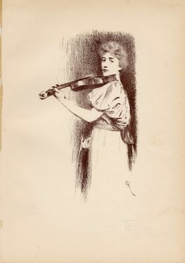  Fernand Khnopff  (Grembergen, 1858 - Bruxelles, 1921) : Une violiniste.  - Auction Prints and Drawings XVI-XX century, Paintings of the 19th-20th centuries - Libreria Antiquaria Gonnelli - Casa d'Aste - Gonnelli Casa d'Aste