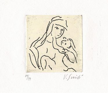  Virgilio Guidi  (Roma, 1891 - Venezia, 1984) : Madonnina per Gabriella.  - Asta Stampe e Disegni XVI-XX secolo, Dipinti dell'800 e del '900. - Libreria Antiquaria Gonnelli - Casa d'Aste - Gonnelli Casa d'Aste