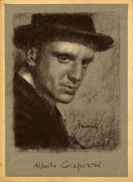  Alberto Bianchi  (Rimini, 1882 - Milano, 1969) : Ritratto di Alberto Capozzi.  - Asta Stampe e Disegni XVI-XX secolo, Dipinti dell'800 e del '900. - Libreria Antiquaria Gonnelli - Casa d'Aste - Gonnelli Casa d'Aste