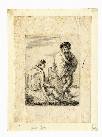  Stefano Della Bella  (Firenze, 1610 - 1664) : Marinaio bianco seduto e marinaio negro in piedi.  - Asta Stampe e Disegni XVI-XX secolo, Dipinti dell'800 e del '900. - Libreria Antiquaria Gonnelli - Casa d'Aste - Gonnelli Casa d'Aste
